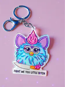 Fight Me You Little Bitch | Holographic Acrylic Keychain