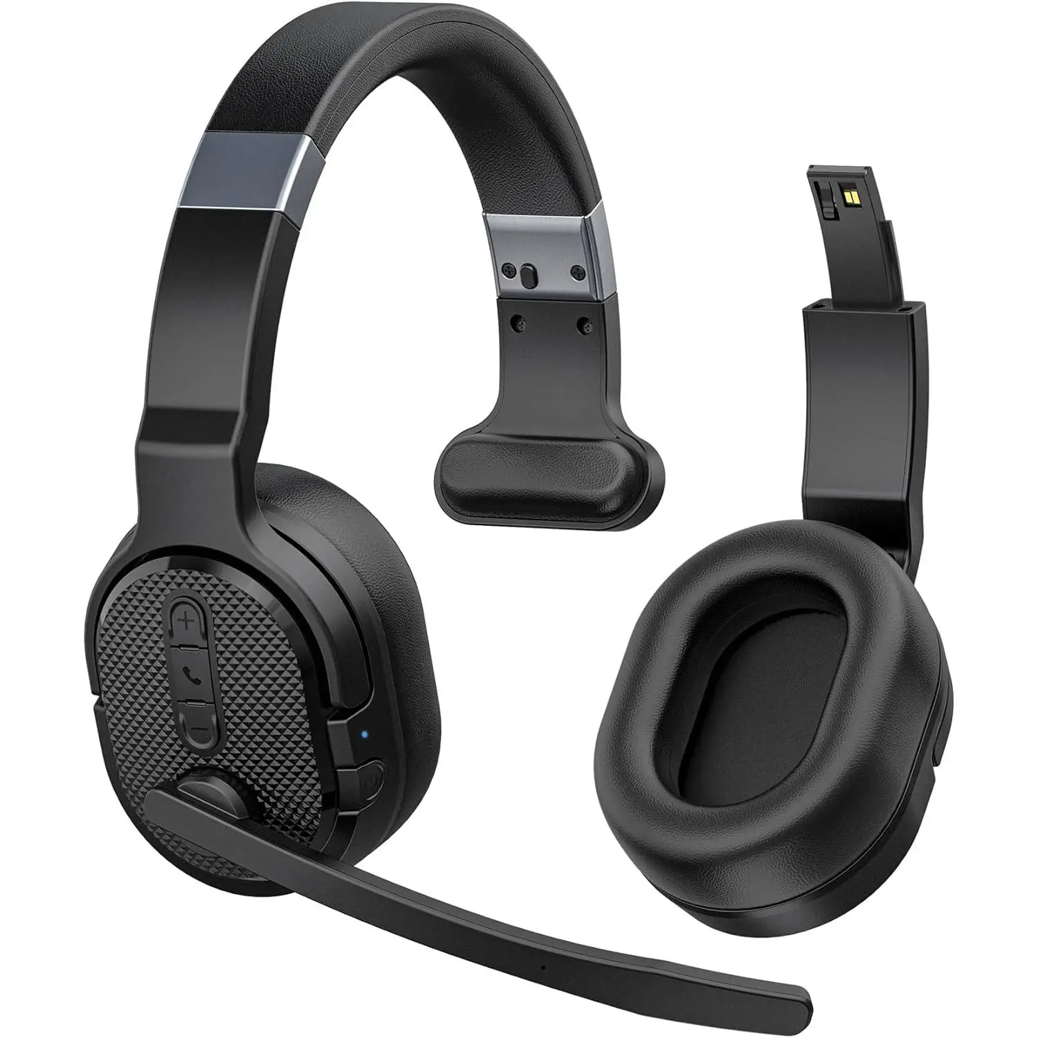 Trucker  Headset,  Headsets with Noise Cancelling Microphone, Long  Life  Headphones with Detachable Earpad/Single+ Mode for Office/Driving/