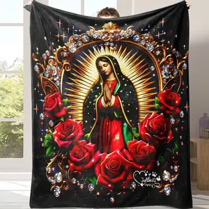 Countdown Sale! ，Virgin Mary Pattern Blanket，Perfect Gift for Mom, Grandma, Birthday and Valentine's Day,throw blanket， A warm nap blanket，Applicable throughout the four seasons，Suitable for use in offices, sofas, and travel