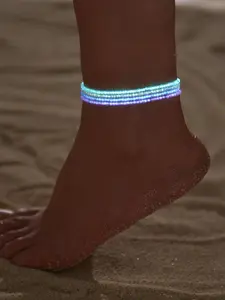 Glow in The Dark Beaded Anklet, Dainty Layered Anklet, Fashionable Beaded Anklet for Women & Girls, Fashion Trendy Jewellery Accessories for Party, Daily Decor, Trendy All-match & Exquisite Jewelry Accessory for Birthday Gift, Jewelry Gifts