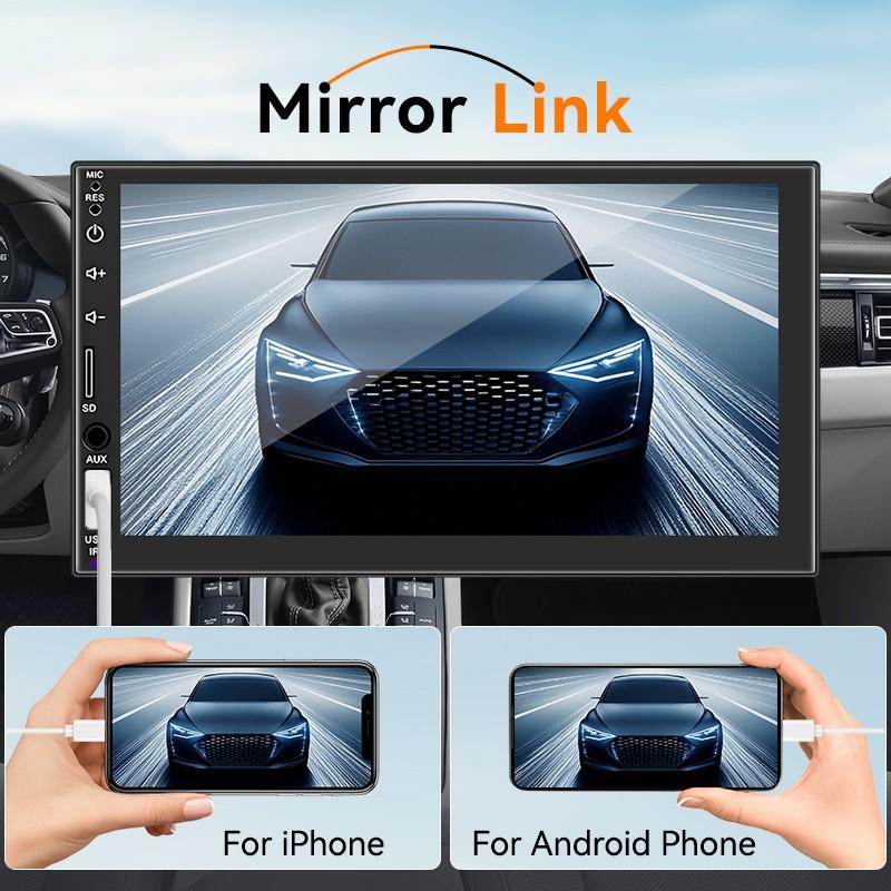 1 Din Car Multimedia Player, Car Video Players, Carplay Display + Fm Radio, Supports Apple Carplay Android Auto, Bluetooth-compatible 5.0 USB TF Aux Fm