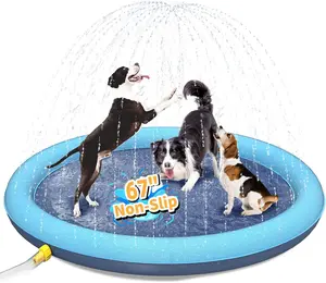 Splash Pad for Dogs, Anti-Slip 0.55mm Thickened Dog Pool Splash Sprinkler Pad, Dog Water Summer Toys Outdoor