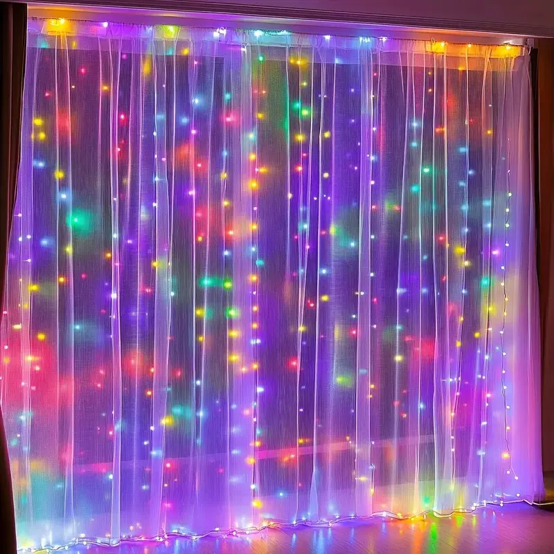 300 LED Christmas Curtain Lights String, 8 Lighting Modes, Remote Control USB Fairy Light, Led Ambient Atmosphere Lights, Bedroom Window Decor, Halloween Wedding Party Backdrop, Led Lighted, Led Decoration