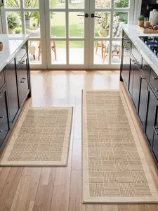 LUMIRUGS Ultra-thin Kitchen Mats for Floor 2PCs Pet Friendly Non Slip Ergonomic Comfort Standing Mat for Home Office Sink Laundry