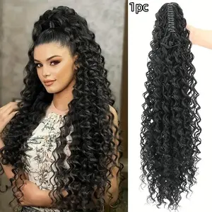 Women's Curly Wave Ponytail Wig, Claw Clip Fluffy Artificial Wave Wig, High Volume Fake Hair, Strong Grip Claws, Natural Look, Claw Ponytail Extension, Wavy Ponytail Extension, Curly Clip Ins, Synthetic Hair Wigs, Synthetic Extensions, Synthetic Wavy Hair