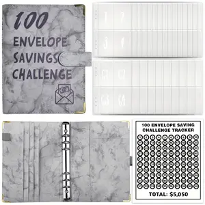 100 Envelopes Money Saving Challenge-A5 Money Saver Budget Binder Book with Cash Envelopes and Numbers, 100-Days of Easy and Funny Ways to Save 5,050 Cash Envelope Challenge Binder, Pink Savings Challenge Planner