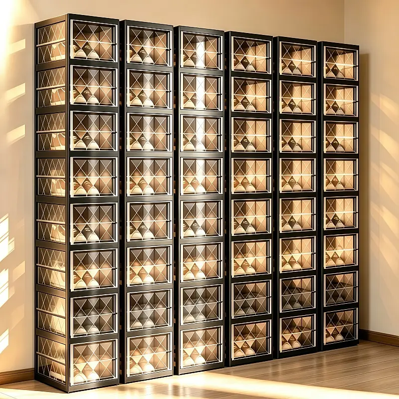 Foldable Stackable Shoe Storage Organizer, Large Capacity No Assembly Clear Visible Dustproof Vertical Shoe Cabinet, Portable Modular Shoe Rack For Sneakers, Ankle Boots, Sandals, High Heels, Entryway Bedroom Closet Small Space Shoe Display Container
