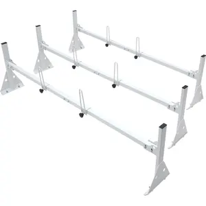 Father's Day Gift VEVOR Van Ladder Rack 56.3-61.4" Adjustable Alloy Steel Roof Rack with 750 lbs Capacity & 6 Ladder Stoppers for Full-Size Vans