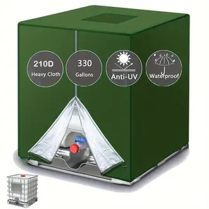 Zipper IBC Tote Cover, Outdoor Water Tank Protective Cover, Garden Sunshade Waterproof Cover for 330 Gallon IBC Tank