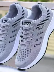 Summer Men's Fashion Sport Casual Shoes, Flyknit Mesh Lightweight Breathable Men's Shoes, Anti-Slip Durable Daily Outdoor Hiking Shoes