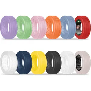 12 Pack Cover Compatible with Oura Ring 4/Gen3/ Galaxy Ring/UltraHuman/RingConn Gen 2 Air/2/1,  Anti-Scratch Stripe Anti-Slip Wave Texture Protector Case for Working Out Gym