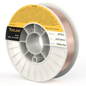TOOLIOM ER70S-6 .030"/.035" Mild Steel MIG Solid Welding Wire on 10-Pound Spool for All Position Welding