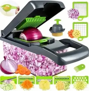 Hot 14/16 in 1 Multifunctional Vegetable Chopper Slicer Shredder with Basket Fruit Slicer Potato Shredder Carrot Grind Gadgets Chopping Kitchen