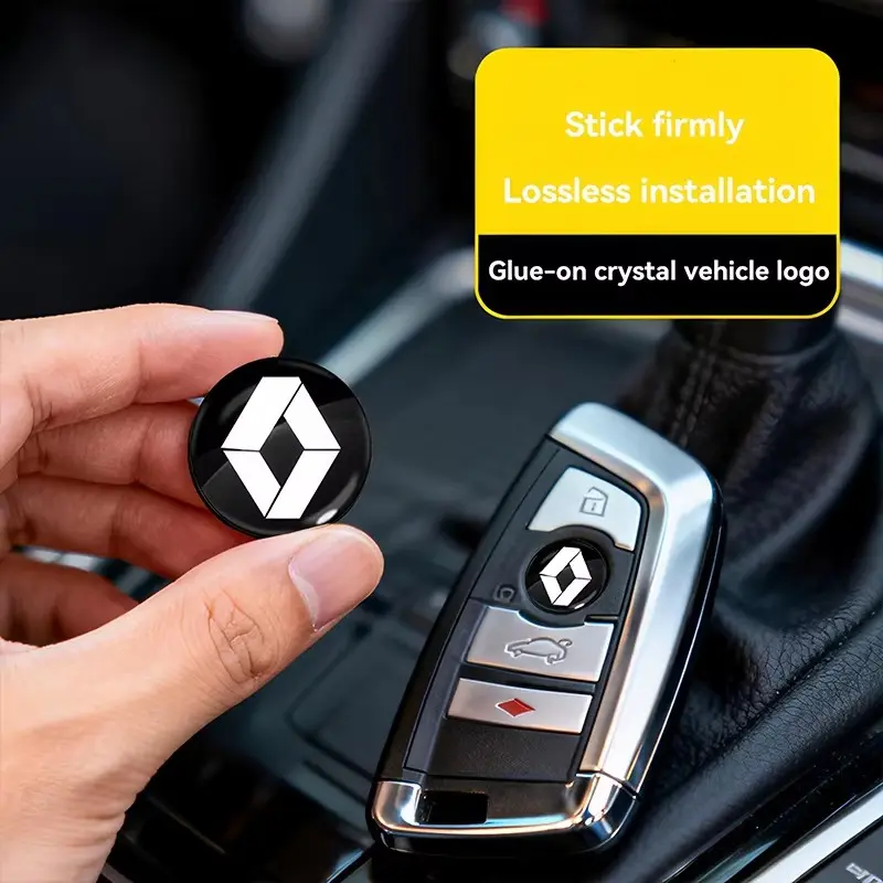 10Pcs 14mm Car Remote Key Fob Emblem Aluminium Badge Sticker Replacement Decorative Accessories For Renault Koleos Megane Espace QM6 Kadjar Captur Scenic Duster Twingo ZOE Austral Kardian Rafale Kangoo Arkana Fluence Latitude Laguna Alaskan Kwid Kapt