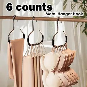 6 Counts Hat Organizer, Stainless Steel Hat Hangers for Closet, Hat Rack Hat Holder Cap Organizer for Baseball Caps Scarf Hat