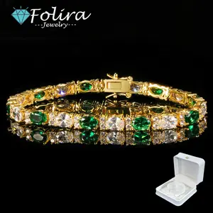 Tennis Bracelets Gold Plated D Color VVS1 5mmGreen and White Tennis Bracelets for MenWomen Jeweiry 6-8.5inch