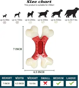 Durable Nylon Bone Dog Toy - Beef Flavor, Medium & Large Breeds, Red