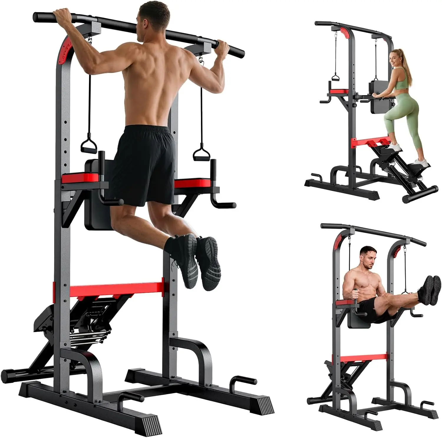 Power Tower Pull Up Bar Free Standing,Home Gym Strength Training Equipment | Dip Station ,13-Height Adjustment Supports Pull Ups,knee Raises, Push Ups, Full-Body Strength Training, 400LBS Capacity