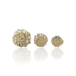 Round Nugget Stud Earrings - 10K Yellow Gold
