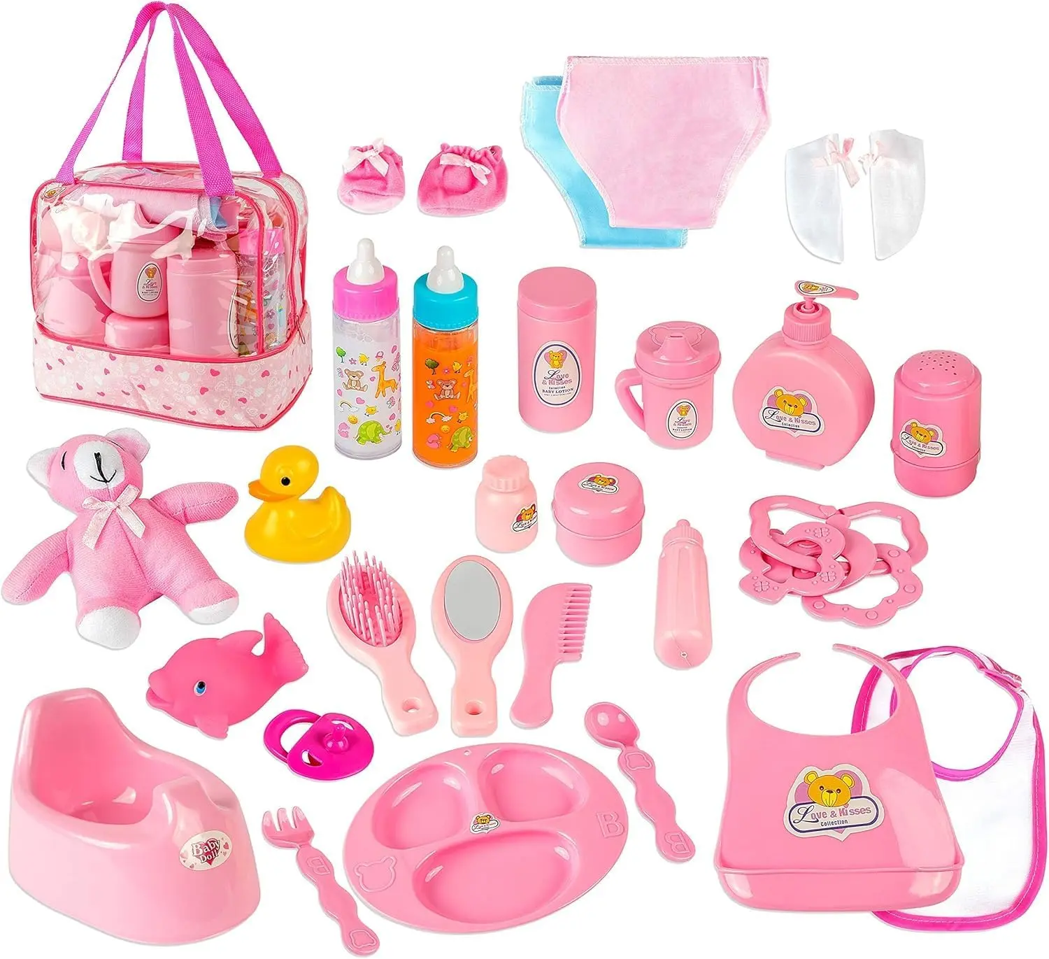My Sweet Baby Disappearing Doll Feeding Set, 38PCS Baby Doll Accessories, 6-Piece Magic Bottle & Feeding Care Kit, Pretend Play Baby Care Set for Girls Toddlers Ages 3+