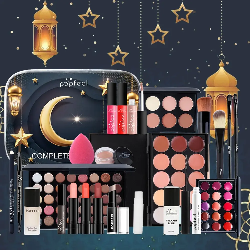 Popfeel New, Eid Al Adha Beauty Kit, Face Makeup Sets, Makeup Combo, Complete Cosmetic Set, Full Cosmetics Gift for Girls and Friends, Perfect Holiday Present