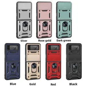 180° Folding Sliding Window Phone Case for Samsung Galaxy Z Flip 7 6 5 4 Z Flip 3 with Full Coverage Anti-Drop Rotating Ring Holder Military-Grade Protection Personalized Creative Casing