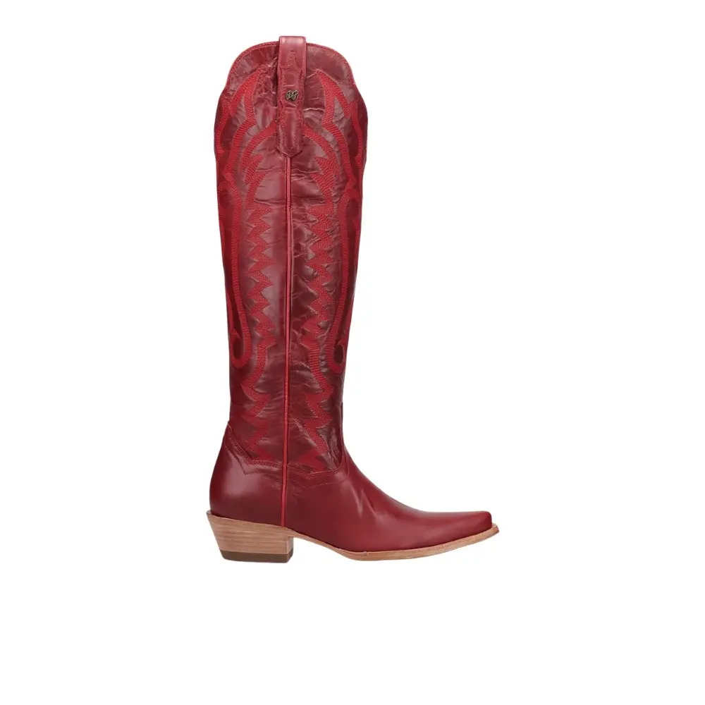Dan Post Boots Womens Heartland Snip Toe Zippered  Casual Boots Over the Knee Low Heel 1-2" - Red