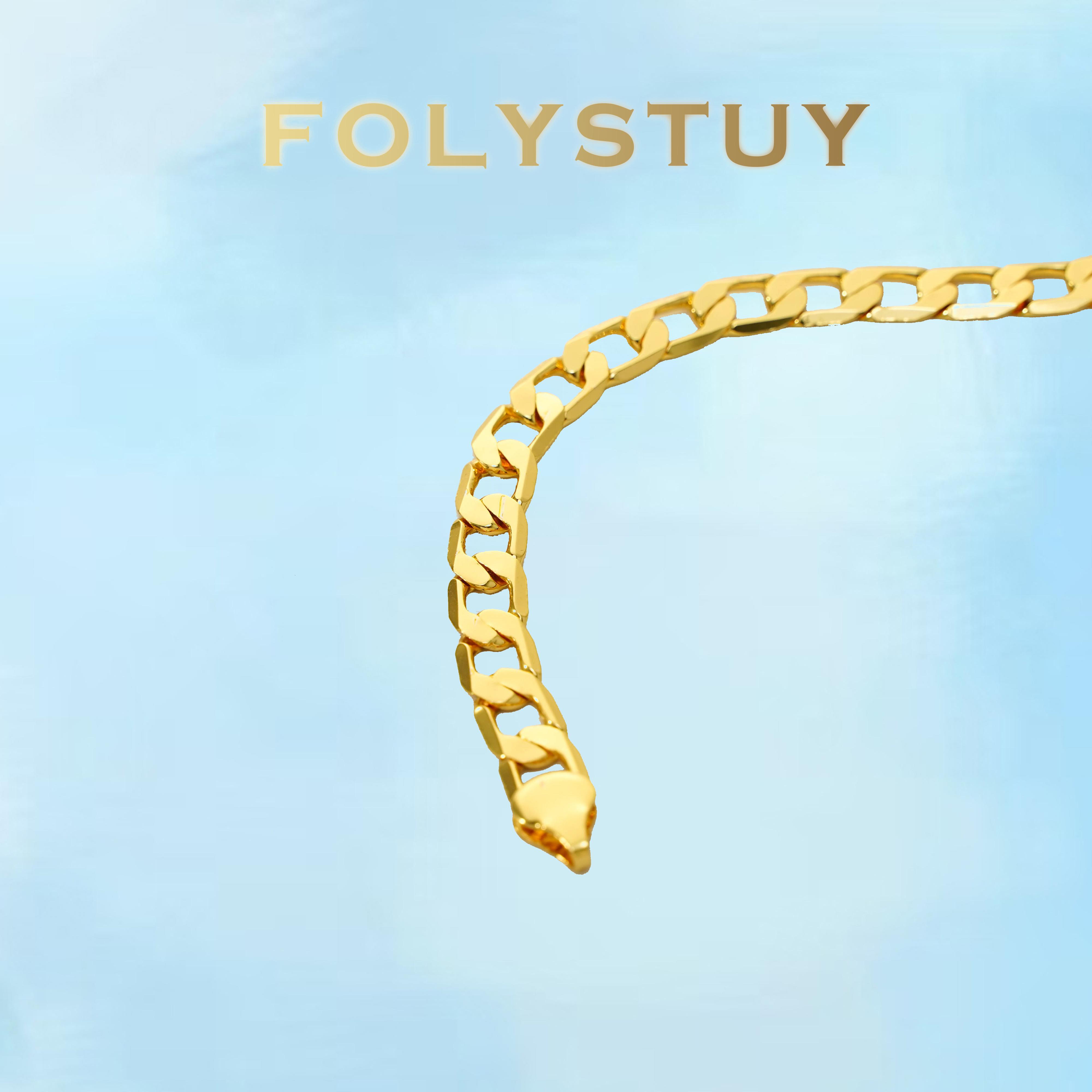 [FOLYSTUY (W168)]Mens Classic Cuban Link Bracelet, 0.31" Width 8.27" Length Statement Wrist Accessory