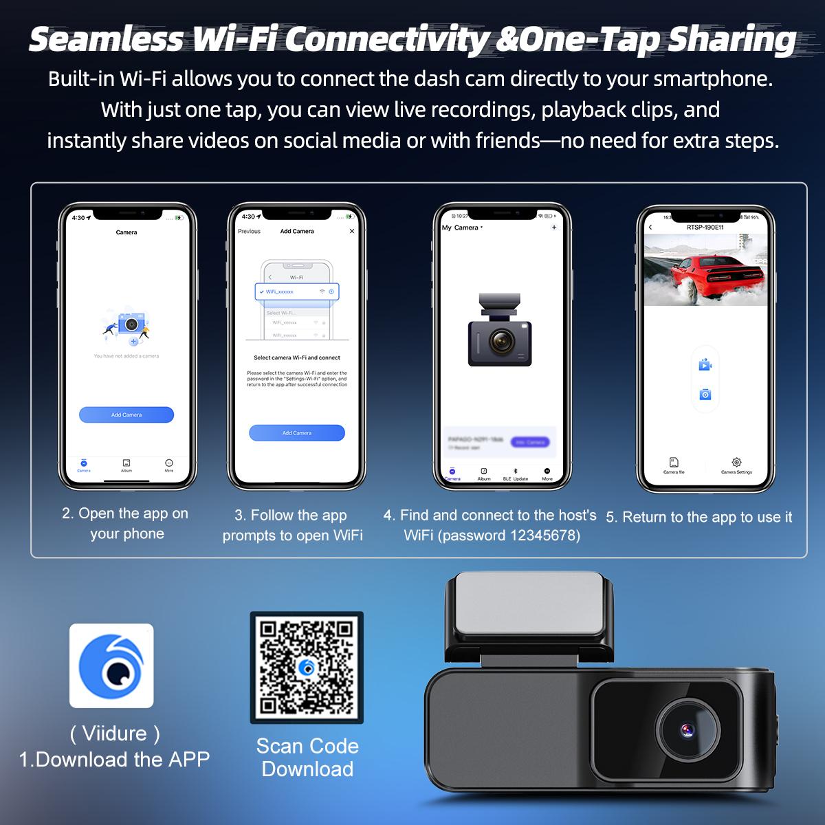 Mini 1080P Dash Cam Car Recorder with WiFi, 32GB Included, Loop Recording, G-Sensor Lock, Night Vision, Hidden Car Camera with Parking Monitor