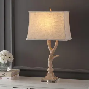 JONATHAN Y Antler Rustic Resin/Crystal LED Table Lamp , for bedroom, living room, foyer, hallways, dining room, dorms