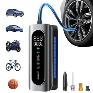 AUTOONE Tire Inflator Portable Air Compressor, 150PSI Air Pump for Car Tires with Tire Pressure Gauge, 3X Faster One Click Smart Cordless Tire Air Pumps for Car, Motorcycle, Bike, Ball and More