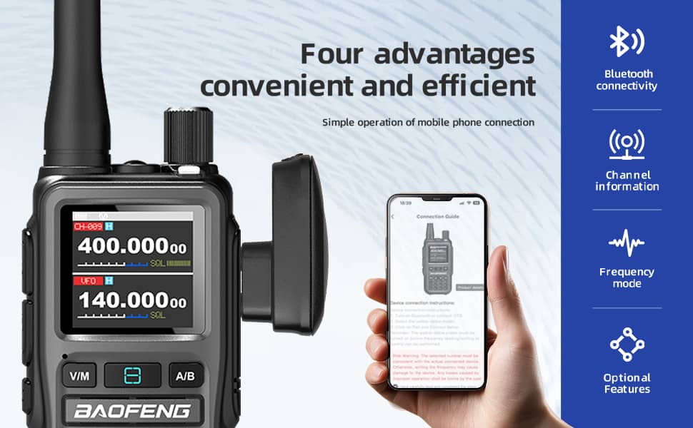 Bluetooth Walkie Talkie Programmer, App-Controlled Radio Frequency Writer, USB-C Rechargeable Adapter (BT-1AD)