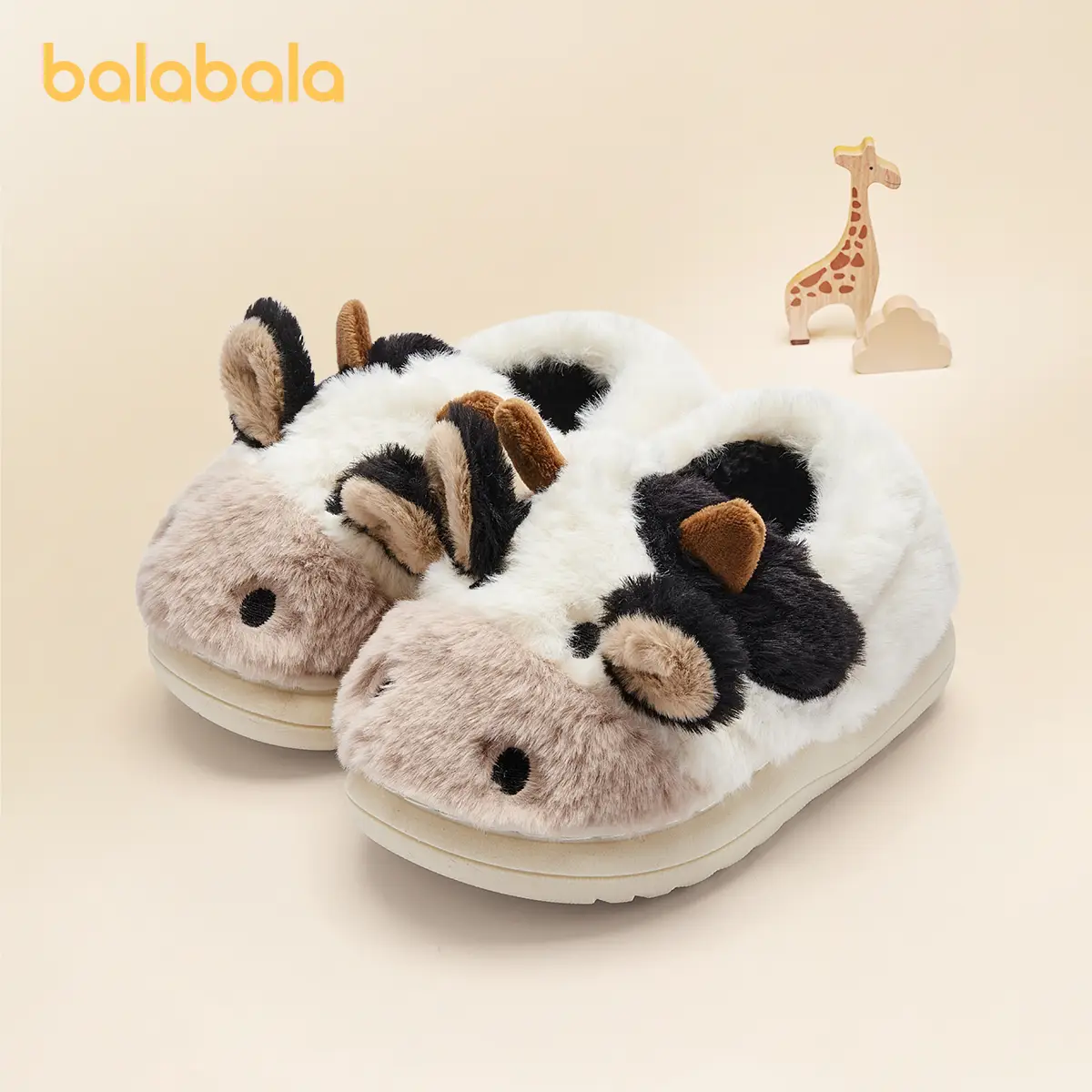 Balabala children's halloween cotton slippers bag with plush animal cotton shoes for boys and girls 2025 new home shoes Cute Cartoon Slides