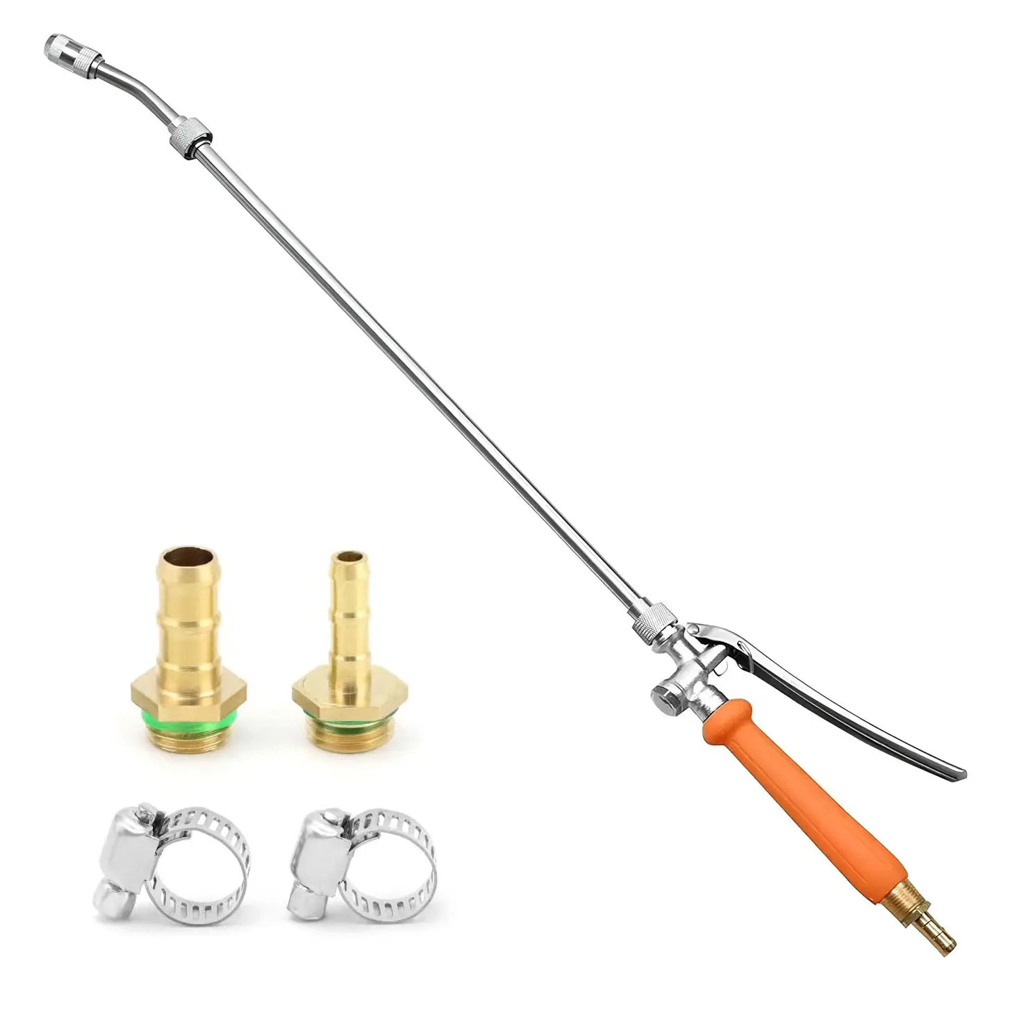 29 Inch Spray Wand Replacement, 1/4" & 3/8" Brass Barb Sprayer Wand Replacement Built-in Shut Valve Stainless Steel Spray Wand, w/Hose Connector, Adjustable Nozzle Stainless Steel Sprayer Wand for Weed Garden Car Wash