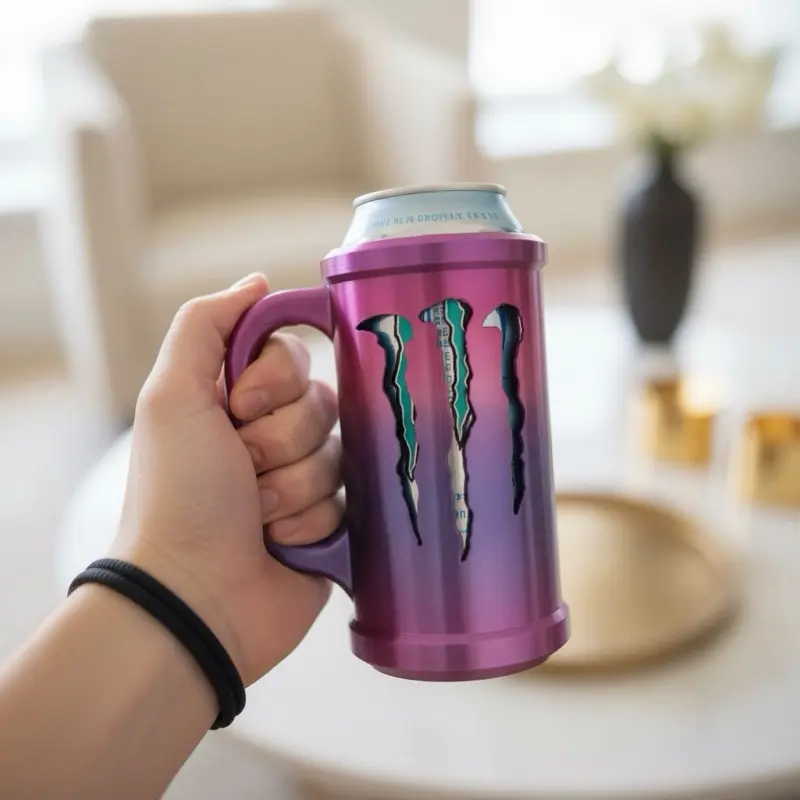 3D Printed Can Holder Mug with Handle, Can Cooler Sleeve for Energy Drinks  & Beer, Ergonomic Grip, Durable Design, Fits Standard 12oz Cans - TikTok  Shop
