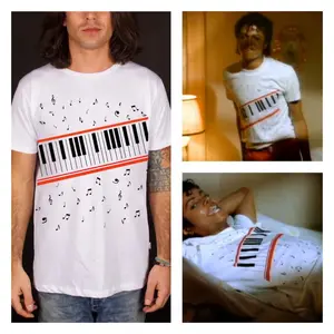 MJ Beat It Piano Tee, Celebrity Inspired T-shirt, 80s Shirt, Unisex Heavy Cotton T-shirt, Music Lover Gift, Y2K Shirts, MJ Fans Gift