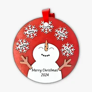 Personalized Snowman Snowflake Personalized Wooden Family Ornament sublimation ornaments