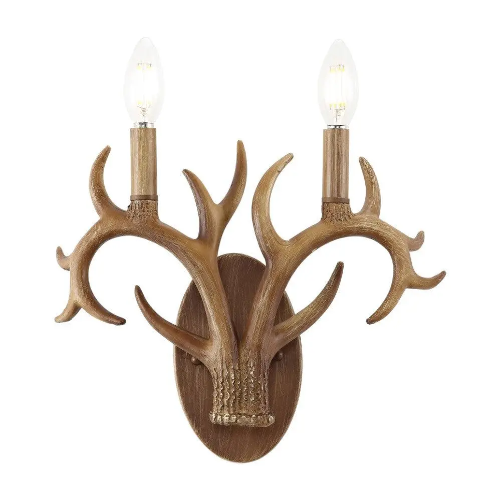 Oakley 13.25" 2-Light Southwestern Bohemian Resin/Iron Faux Antler LED Sconce
