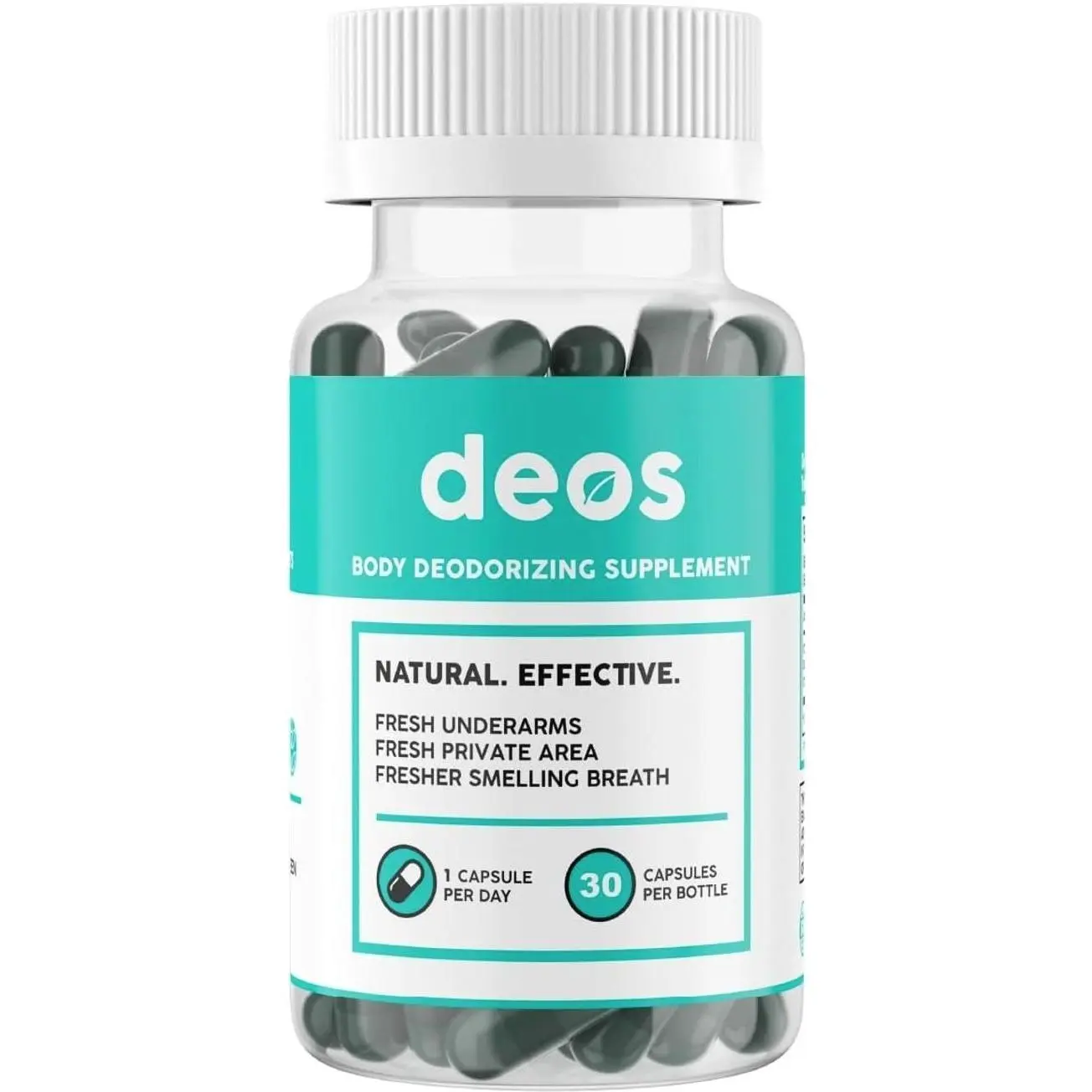 DEOS Internal Deodorant Supplement – Full Body Deodorizer for Gut Health, Skin Health, Detox & Digestion Support – Natural Odor Control Chlorophyll Pills | 30 Capsules