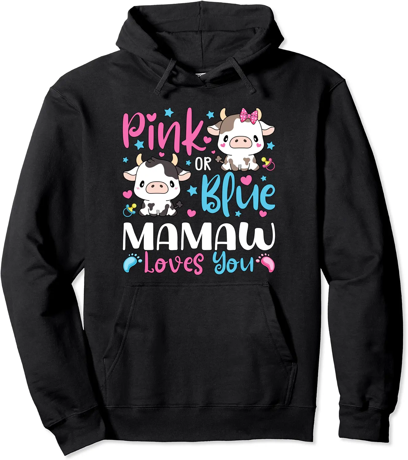Pink Or Blue Mamaw Loves You Gifts Cow Baby Gender Reveal Pullover Hoodie - Salvadorata Shop 97B0CTG5862D