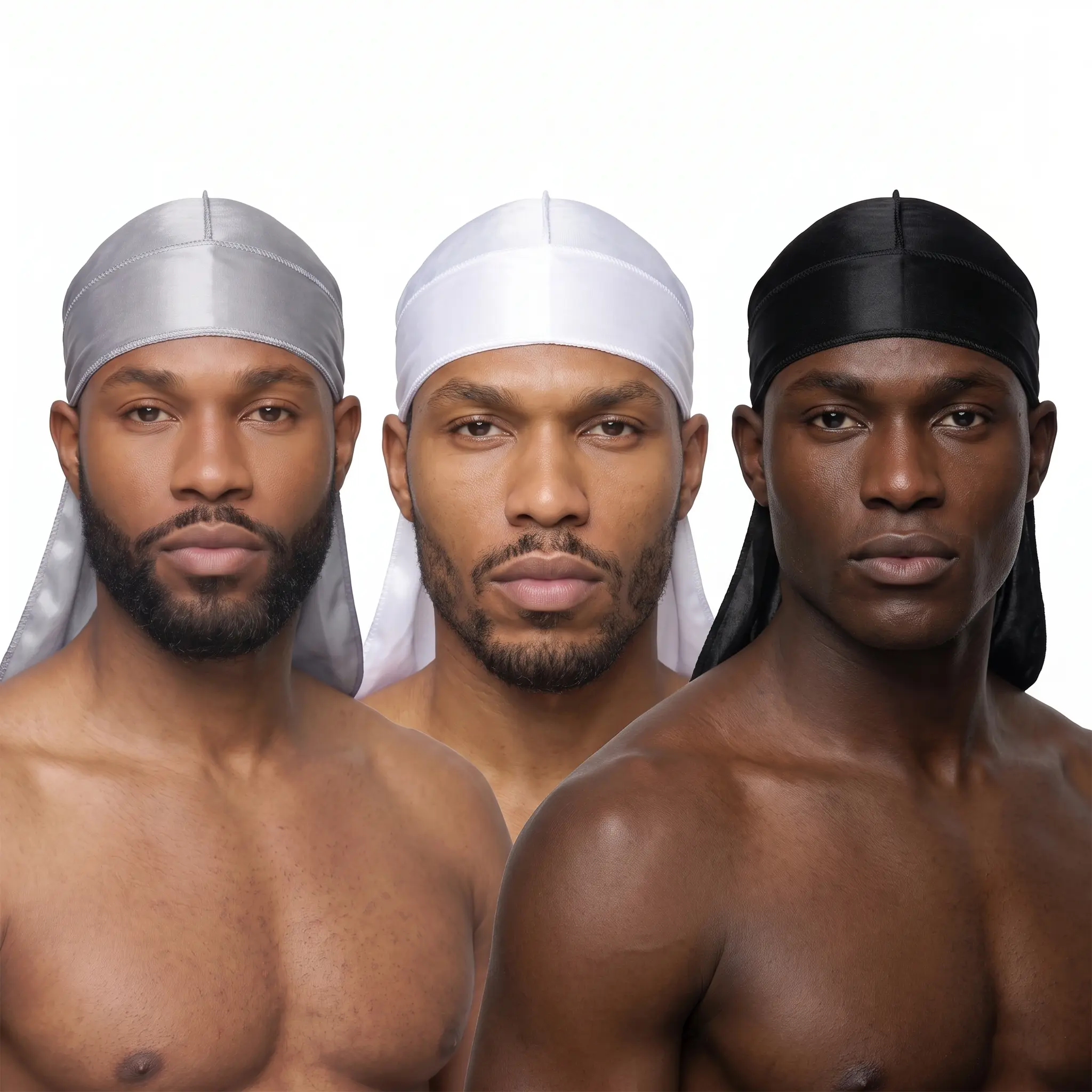 Premium Silk Durag Bundle Silver Grey