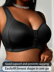 3PCS Plus Size Front C  losure Bra, Full Coverage Supportive Wireless Lift Bra, Comfortable Everyday T-Shirt Bra women