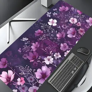Floral Pattern Mouse Pad, Rectangle Gaming Mouse Pad, Non-slip Rubber Pad, Aesthetic Desktop Decoration Protective Pad for Home, Office, Laptop, Desktop, Desk Accessories, Desktop Accessory