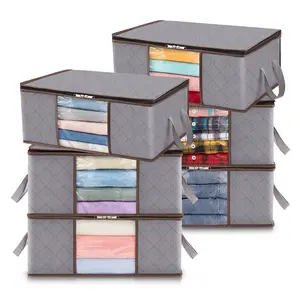 Lifewit Foldable Clothes Storage Bag with Reinforced Handle, Sturdy Fabric, Clear Window for Sweaters, Coats, T-Shirts & Blankets - Student