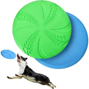 Flying Disc 2 Pack,8 in Flexible Floatable  Disc  for Long-Distance Flies and Floats, Lightweight Soft Flying Discs  for Small Medium Large Dogs to Fetch & Catch, Blue & Green