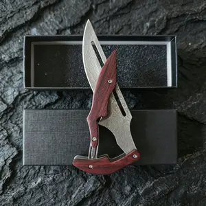 Damascus Steel Folding Knife,Mechanical Magic Pocket Knife Kitchen Peeling Tool ,All-Purpose Daily Carry Tool,Design Metal Art, Unique Gift Outdoor Edc Tools Portable Multi Tool