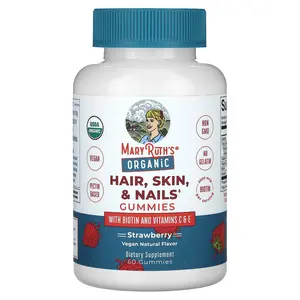 MaryRuth's Organic Hair, Skin & Nails Gummies, Strawberry, 60 Gummies