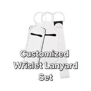 Wristlet Lanyard Customizable includes hand sanitizer pouch and chapstick pouch