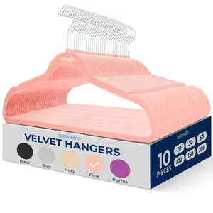 30-Piece Velvet Hangers - Pink | Ultra-Thin Space-Saving Design with 360° Swivel Hook - Non-Slip Closet Organizer – Durable Heavy Duty Clothes Hangers Set for Shirts, Coats, Dresses & More - Household Essentials
