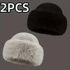 2 pieces of autumn and winter women's plush warm hats - stylish appearance, comfortable and warm thick Mongolian hat - warm and comfortable - suitable for outdoor wear - perfect choice for women - suitable for cold weather - ideal gift for her